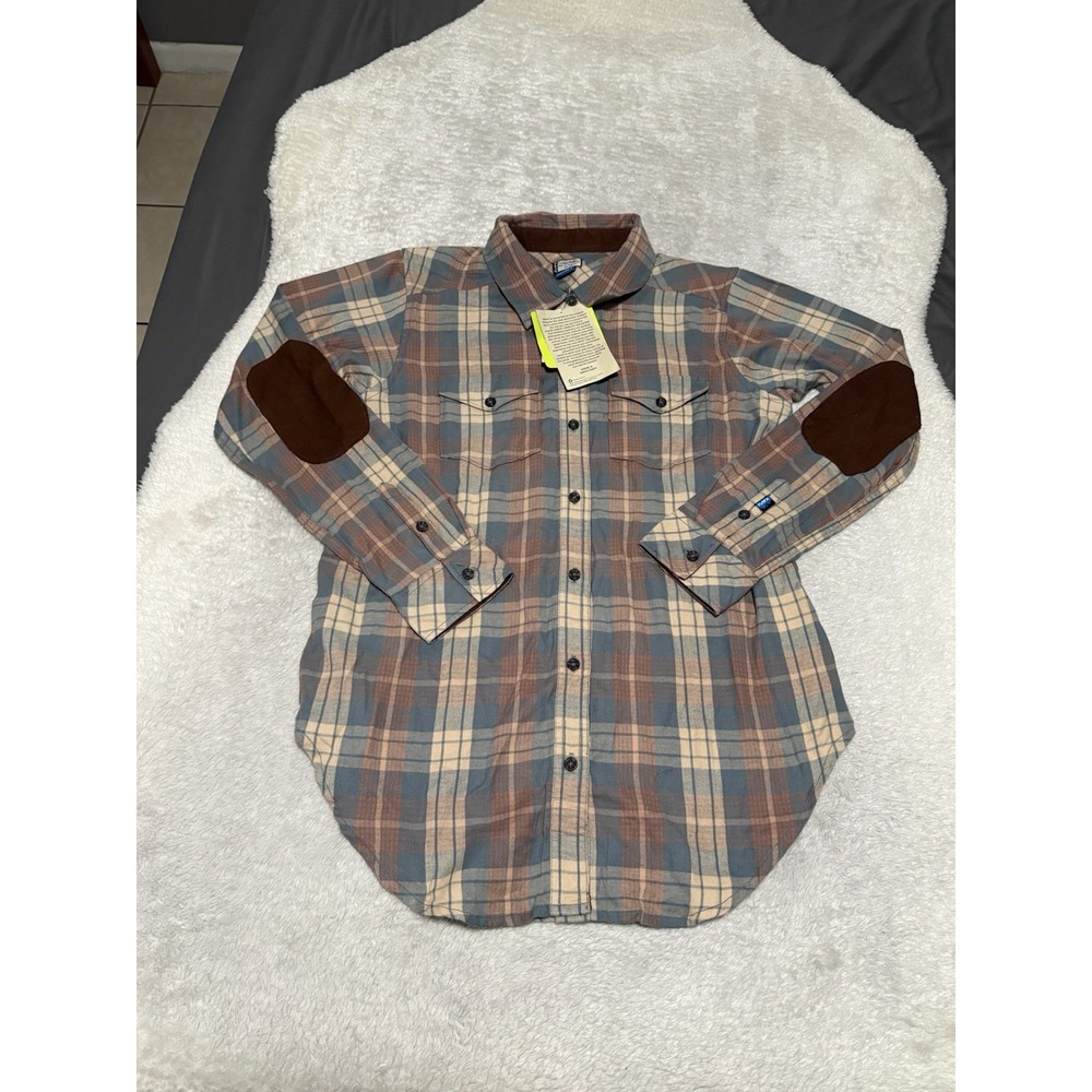 Kavu Women's Size Small High Horizon Long Sleeve Flannel Shirt Elbow Patch
